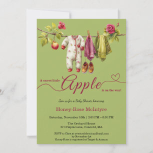 Sweet Little Apple Baby Shower Fall Rustic Baby Invitation