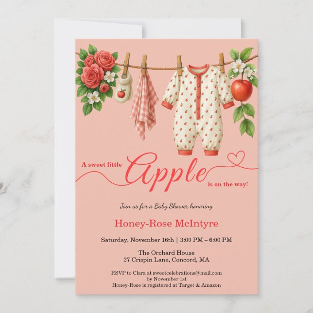 Sweet Little Apple Baby Shower | Fall Rustic Baby  Invitation (Front)