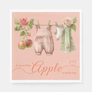 Sweet Little Apple Baby Shower   Fall Rustic Baby  Napkin