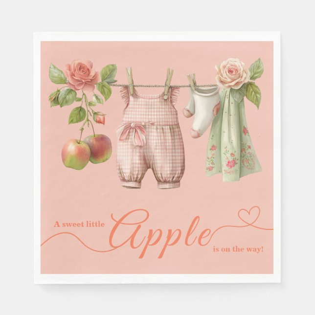 Sweet Little Apple Baby Shower | Fall Rustic Baby  Napkin (Front)