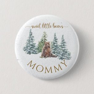 Sweet little bear Baby Shower Button Mummy