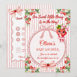 Sweet Little Berry Strawberry Girl Baby Shower Invitation