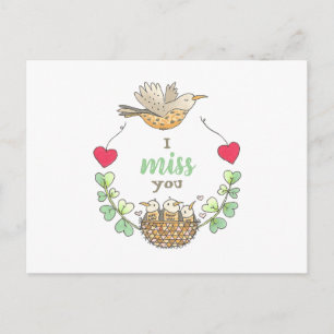 Sweet Little Birds I Miss You Teacher Postcard