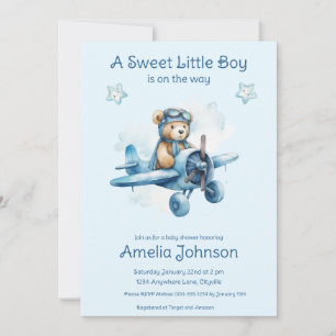 Sweet Little Boy on the Way Baby Shower Invitation