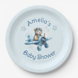 Sweet Little Boy on the Way Baby Shower Paper Plate