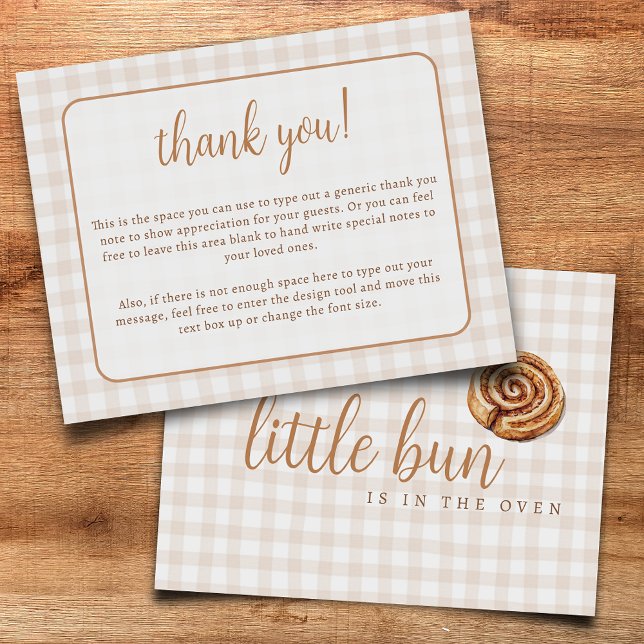 Sweet Little Bun in the Oven Baby Shower Flat Thank You Card (Creator Uploaded)