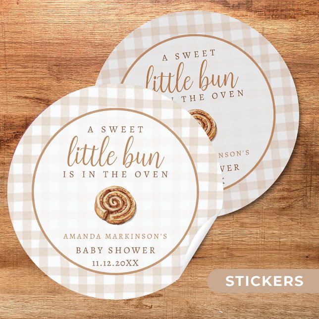 Sweet Little Bun in the Oven Neutral Baby Shower  Classic Round Sticker (Creator Uploaded)