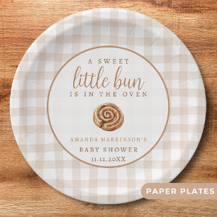 Sweet Little Bun in the Oven Neutral Baby Shower  Paper Plate