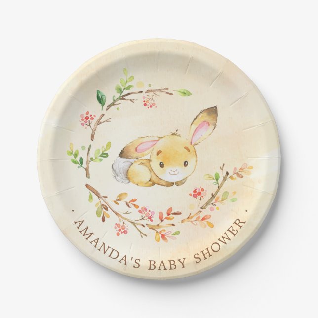 Sweet Little Bunny Baby Shower 7" Plate (Front)