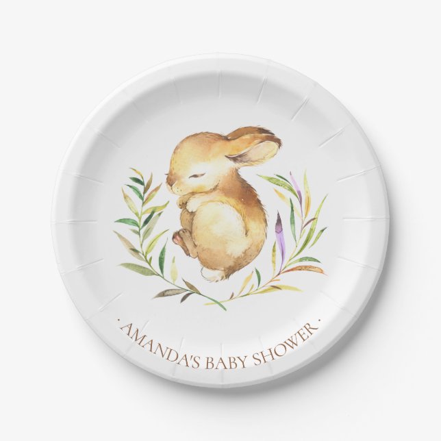 Sweet Little Bunny Baby Shower 7" Plate (Front)