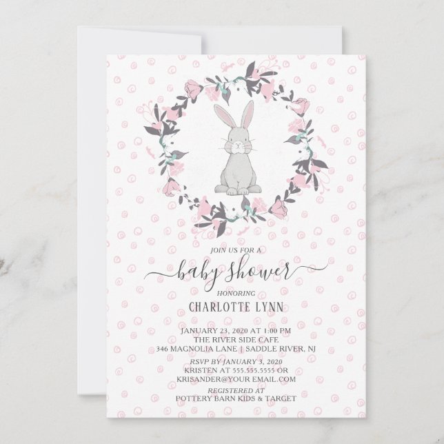 Sweet Little Bunny Baby Shower Invitation (Front)