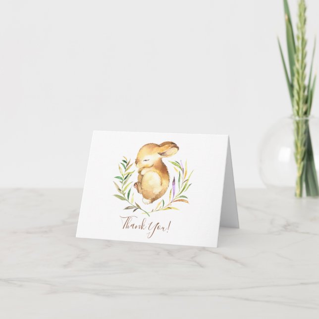 Sweet Little Bunny Baby Shower Thank You Note Card (Front)