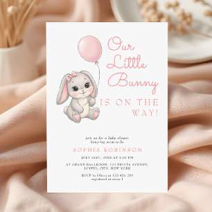 Sweet Little Bunny Blush Pink Girl Baby Shower Invitation
