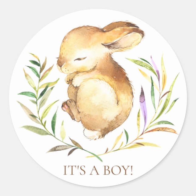 Sweet Little Bunny It' a Boy Favour Sticker (Front)