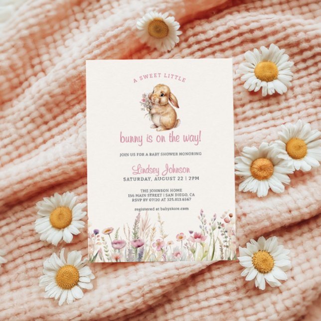 Sweet Little Bunny On The Way Baby Shower Invitation (Creator Uploaded)