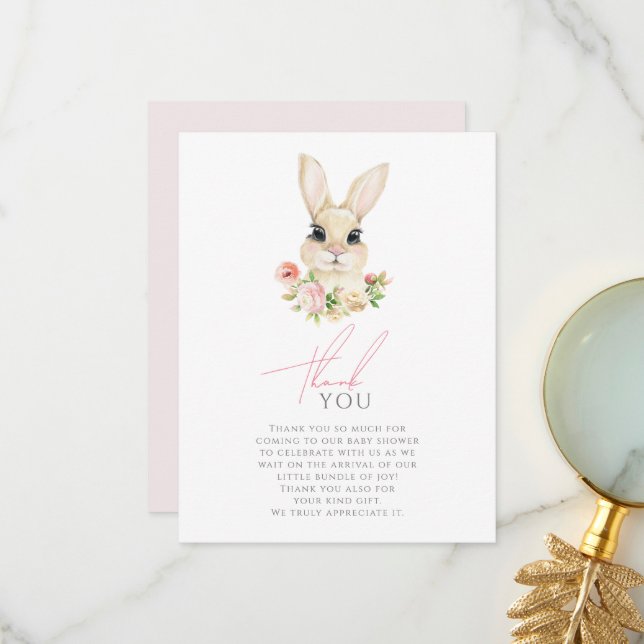 Sweet Little Bunny Thank You Card (Front/Back In Situ)