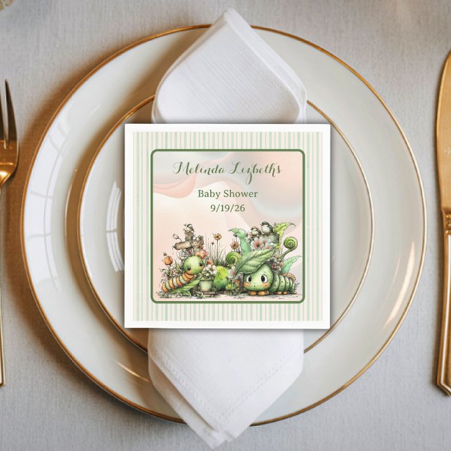 Sweet Little Caterpillar Garden Baby Shower Party Napkin (Creator Uploaded)