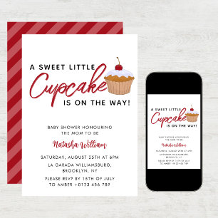 Sweet Little Cherry Cupcake baby shower  Invitation
