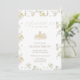 Sweet Little Chick Floral Baby Shower Invitation