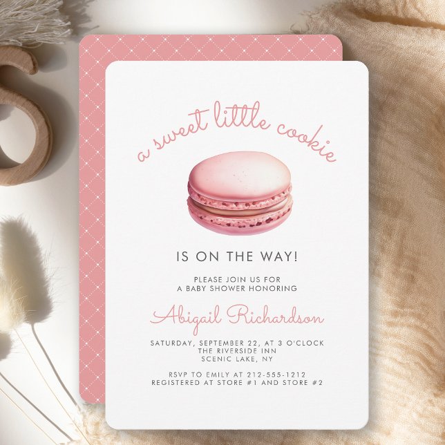 Sweet Little Cookie Macaron Pink Girl Baby Shower Invitation (Creator Uploaded)