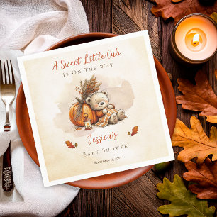 Sweet Little Cub Fall Teddy Bear Baby Shower Napkin