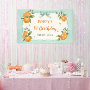 Sweet Little Cutie Orange Citrus 1st Birthday Banner