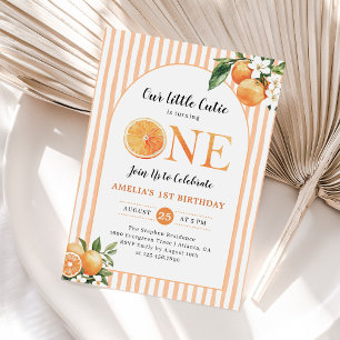 Sweet Little Cutie Orange Citrus 1st Birthday Invitation