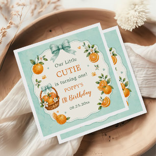 Sweet Little Cutie Orange Citrus 1st Birthday Napkin