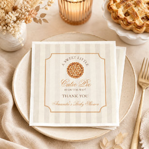 Sweet Little Cutie Pie Neutral Fall Baby Shower Napkin