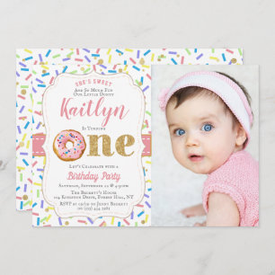 Sweet Little Doughnut Girls 1st Birthday Invitatio Invitation
