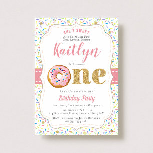 Sweet Little Doughnut Girls 1st Birthday Invitatio Invitation