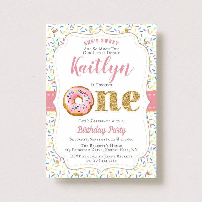 Sweet Little Doughnut Girls 1st Birthday Invitatio Invitation (Creator Uploaded)