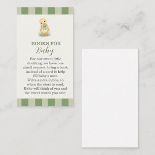 Sweet Little Duckling Green Shower Books for Baby Enclosure Card