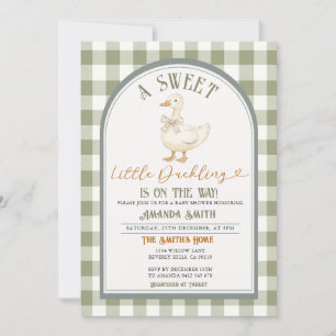 Sweet Little Duckling Mallard Gingham Baby Shower Invitation