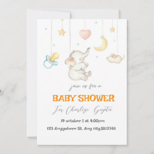 Sweet Little Elephant Baby Shower Invitation