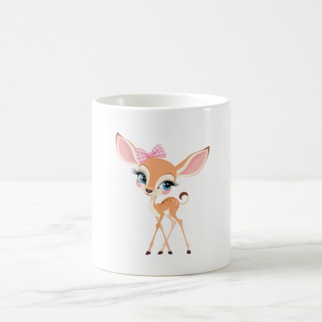 Sweet Little Fawn with a Pink Bow Coffee Mug (Center)