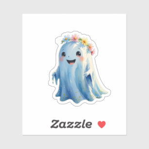 Sweet Little Ghost Sticker with a Flower Crown   C