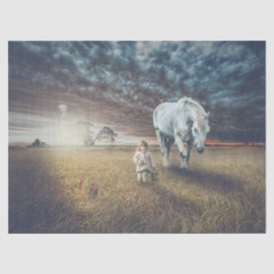 Sweet little girl and her horse "Best friends" Tissue Paper
