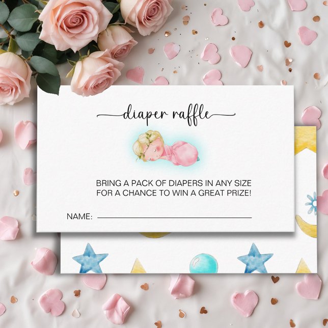 Sweet Little Girl Baby Shower diaper raffle Enclosure Card (Creator Uploaded)