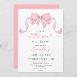 Sweet Little Girl Coquette Bow Border Baby Shower Invitation