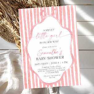 Sweet Little Girl Coquette Ribbon Bow Baby Shower Invitation
