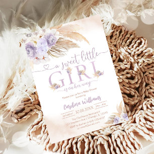Sweet Little Girl Pampas Baby Shower Invitation