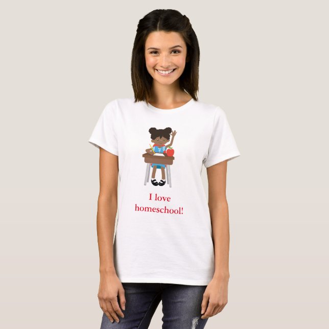 Sweet little girl says I love homeschool T-Shirt (Front Full)
