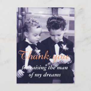 Sweet Little grooms in suit reading letter Postcard