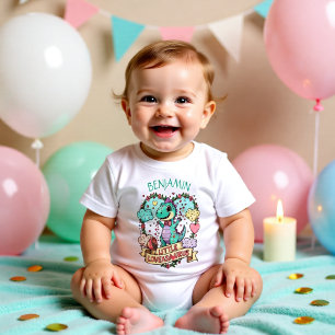 Sweet Little Hearts Dino Birthday Personalized Baby T-Shirt
