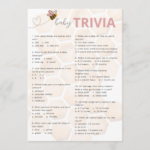 Sweet Little Honey Baby Shower Baby Trivia Card