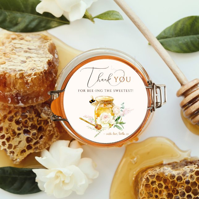 Sweet Little Honey Baby Shower Classic Round Sticker (Creator Uploaded)