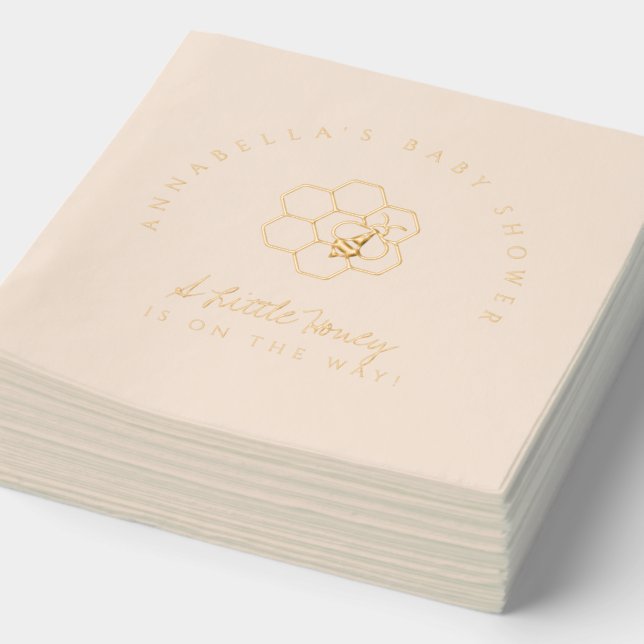 Sweet Little Honey Baby Shower Foil Napkins (Detail)