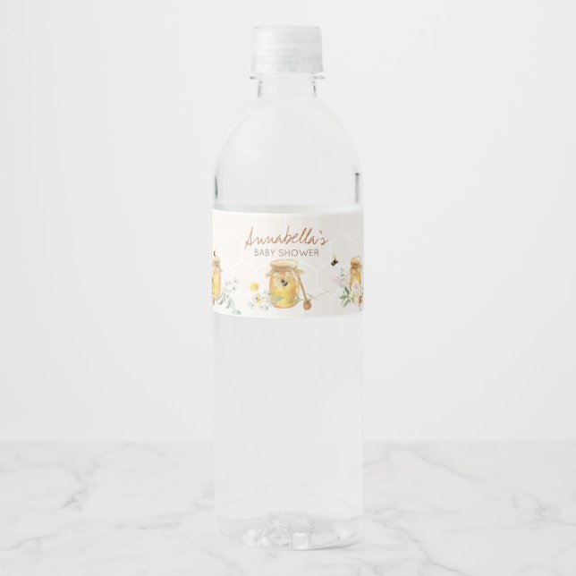 Sweet Little Honey Baby Shower Water Bottle Label (Front)