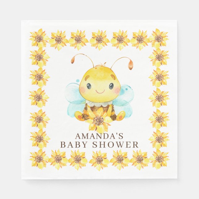Sweet Little Honey Bee Baby Shower Paper Napkins (Front)